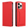iPhone 13 Pro Magnetism Skin Feel Card Holder Leather Phone Case - red