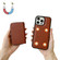 iPhone 13 Pro Max Solid Color Zipper 11-Card Slots Bag Phone Case with Lanyard - Brown