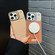 iPhone 13 Pro Metal Holder Plain Leather MagSafe Phone Case - Black