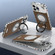 iPhone 13 Pro Metal Snap Buckle 360 Degree Rotating MagSafe Magnetic Holder Phone Case - Dark Brown Silver