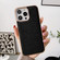 iPhone 13 Pro Nano Electroplating Cross Texture Genuine Leather Phone Case - Black