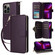 iPhone 13 Pro Nine-card Slots Zipper Wallet Bag Leather Phone Case - Dark Purple