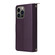iPhone 13 Pro Nine-card Slots Zipper Wallet Bag Leather Phone Case - Dark Purple