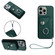iPhone 13 Pro Organ Card Bag Ring Holder PU Phone Case with Lanyard - Green