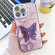 iPhone 13 Pro Plating Glitter Texture Butterfly Holder TPU Phone Case with Lens Film - Purple Feathers