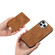 iPhone 13 Pro Retro Cross Leather Ring Side Insert Card Bag MagSafe Phone Case - Brown