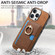iPhone 13 Pro Retro Cross Leather Ring Side Insert Card Bag MagSafe Phone Case - Brown
