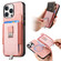iPhone 13 Pro Retro Magsafe Cross Leather Pull-Out Card Bag Back Phone Case - Pink