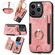 iPhone 13 Pro Retro Skin-feel Ring Multi-card Wallet Phone Case - Pink