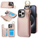iPhone 13 Pro RFlD Anti-theft Double Buckle Ring Zipper Card Phone Case - Rose Gold