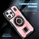 iPhone 13 Pro Ring Holder Carbon Fiber PC Hybrid TPU Phone Case - Rose Gold