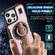iPhone 13 Pro Ring Holder Carbon Fiber PC Hybrid TPU Phone Case - Rose Gold