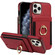iPhone 13 Pro Ring Multifunctional Vertical Flip Wallet Back Cover Leather Phone Case - Red