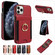 iPhone 13 Pro Ring Multifunctional Vertical Flip Wallet Back Cover Leather Phone Case - Red