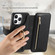 iPhone 13 Pro Ring Zipper Wallet RFID Blocking MagSafe Leather Phone Case - Black