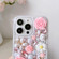 iPhone 13 Pro Rose Hand-set Diamond PC Phone Case - Pink