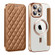 iPhone 13 Pro Shield Magsafe RFID Anti-theft Rhombus Leather Phone Case - Brown