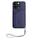 iPhone 13 Pro Skin Feel Four Card Slots Phone Case with Wrist Strap - Blue