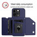 iPhone 13 Pro Skin Feel Four Card Slots Phone Case with Wrist Strap - Blue