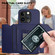 iPhone 13 Pro Skin Feel Four Card Slots Phone Case with Wrist Strap - Blue