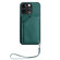 iPhone 13 Pro Skin Feel Four Card Slots Phone Case with Wrist Strap - Green