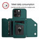 iPhone 13 Pro Skin Feel Four Card Slots Phone Case with Wrist Strap - Green