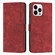 iPhone 13 Pro Skin Feel Stripe Pattern Leather Phone Case with Lanyard - Red