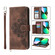 iPhone 13 Pro Skin-feel Flowers Embossed Wallet Leather Phone Case - Brown