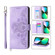 iPhone 13 Pro Skin-feel Flowers Embossed Wallet Leather Phone Case - Purple