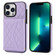 iPhone 13 Pro Splicing Rhombic Texture Card Bag Phone Case with Long Lanyard - Purple
