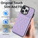 iPhone 13 Pro Splicing Rhombic Texture Card Bag Phone Case with Long Lanyard - Purple