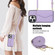 iPhone 13 Pro Splicing Rhombic Texture Card Bag Phone Case with Long Lanyard - Purple