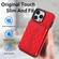 iPhone 13 Pro Splicing Rhombic Texture Card Bag Phone Case with Long Lanyard - Red