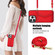 iPhone 13 Pro Splicing Rhombic Texture Card Bag Phone Case with Long Lanyard - Red