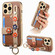 iPhone 13 Pro Stereoscopic Flowers Wristband Card Bag Phone Case - Brown