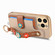 iPhone 13 Pro Stereoscopic Flowers Wristband Card Bag Phone Case - Khaki