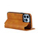 iPhone 13 Pro Strong Magnetic Closure PU + TPU Leather Case with Card Slots & Holder - Khaki