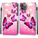 iPhone 13 Pro Voltage Colored Drawing Magnetic Clasp Horizontal Flip PU Leather Case with Holder & Card Slots - C03 Gradient Pink Flying Butterflies