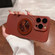 iPhone 13 Pro Wave Texture PC Shockproof Phone Case with Holder - Maroon Red
