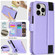 iPhone 13 Pro Wristband Holder Zipper Purse RFID Leather Phone Case - Purple