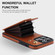 iPhone 13 Pro YM005 Skin Feel Card Bag Phone Case with Long Lanyard - Brown