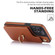 iPhone 13 Pro YM005 Skin Feel Card Bag Phone Case with Long Lanyard - Brown