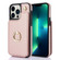 iPhone 13 Pro YM005 Skin Feel Card Bag Phone Case with Long Lanyard - Rose Gold