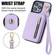 iPhone 13 Pro YM006 Skin Feel Zipper Card Bag Phone Case with Dual Lanyard - Light Purple