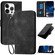 iPhone 13 Pro YX0080 Grid Butterfly Embossed Pattern Flip Leather Phone Case with Lanyard - Black