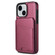 iPhone 13 / 14 Skin Feel Detachable Card Bag Magsafe Phone Case - Wine Red