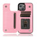 iPhone 13 Butterflies Flowers Double Buckle PU + TPU Protective Case with Holder & Card Slots & Photo Frame - Pink