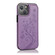 iPhone 13 Butterflies Flowers Double Buckle PU + TPU Protective Case with Holder & Card Slots & Photo Frame - Purple