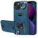 iPhone 13 Calf Texture Card Slot Ring Holder Phone Case - Blue