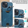 iPhone 13 Calf Texture Card Slot Ring Holder Phone Case - Blue